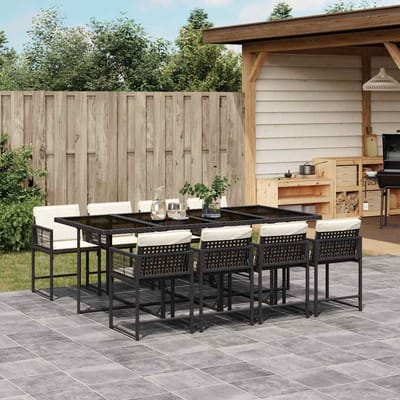 vidaXL - 9-delige - Tuinset - poly - rattan - zwart