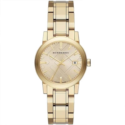 Burberry BU9134 Dameshorloge City - 34mm Champagne Goud Elegantie