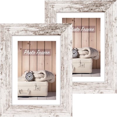 ZEP Fotolijstje - 2x stuks - white wash - hout - voor foto van 10 x 15 cm - wonen - woonaccessoires