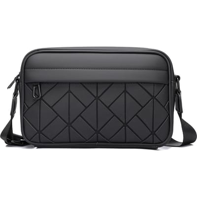 Sac pour homme Haut de gamme Bandoulière Sac à dos en cuir Diamant Décontracté Sac à épaule Petit sac carré Sac pour appareil photo noir
