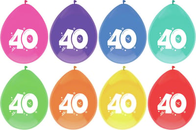 Haza Party Ballonnen 40 jaar - leeftijd verjaardag - 8x stuks - 29 cm - versiering/feestartikelen