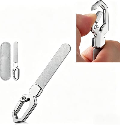 Nagelvijl van roestvrij staal - Roestvrijstalen Nagelvijl - met Sleutelhanger - Premium Dubbelzijdige Metalen Vijl - voor Vingernagels en Teennagels - Compacte Draagbare Pocket Nagelvijl - Duurzaam Sorteersysteem - voor Manicure en Pedicure - Zilver