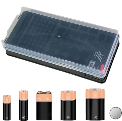 Opbergdoos Batterijen - Batterijhouder Organizer - Batterijen Sorteren - Brandvertragend Ontwerp - 116 Vakken - Zwart