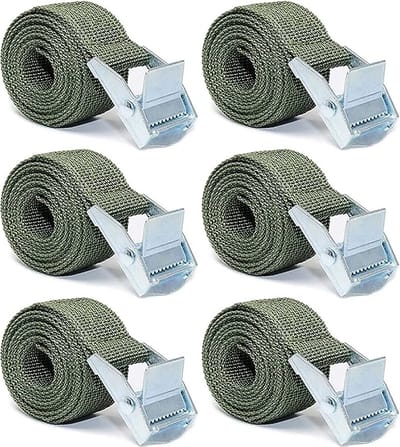 6 stuks spanbanden, korte spanbanden met klemsluiting, spanriem, bevestigingsriem, spanriemen, bevestigingsriemen, spanriemen, set sjorbanden voor bagage, motorfiets, fietsendrager, bagagepakketten, 2,5 cm (1 m)
