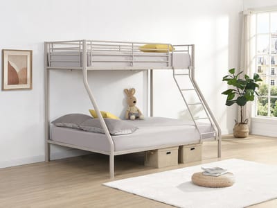 Vente-unique Stapelbed metaal beige 90 x 190 cm, 140 x 190 cm