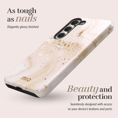 MIO by Mobilize Hoesje | Geschikt voor Samsung Galaxy S25 | Compatibel met MagSafe / Qi2 | Hard Shell Back Cover | Gold Marble
