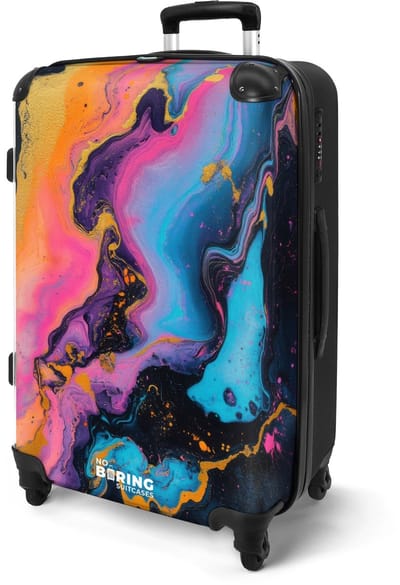 NoBoringSuitcases.com® - Koffer groot - Rolkoffer lichtgewicht - Kleurrijke marmer - Reiskoffer met 4 wielen - Grote trolley XL - 20 kg bagage - Valiezen middelgroot - Hardcase bagagekoffer - Suitcase large