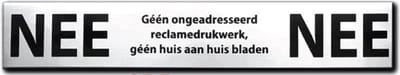 NEE NEE sticker brievenbus - Brievenbussticker nee nee RVS zwart - 150 mm x 25 mm x 1 mm