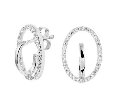 YO&NO - Oorbellen - Zilver - Oorknoppen - Fantasie  - Zirkonia -  12mm - 17mm - Sieraden vrouw - Gerhodineerd -  Zilver 925
