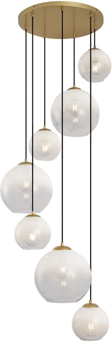 QAZQA misty - Hotel chique Hanglamp voor boven de eettafel | in eetkamer - 7 lichts - Ø 72 cm - Goud/messing - Hal / Vide