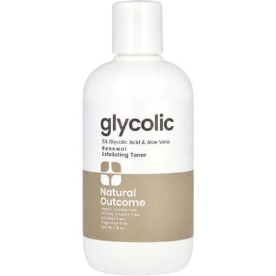 Natural Outcome, Glycolic, renewal exfoliating toner, fragrance-free, 235 ml (8 oz)