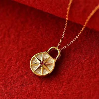 18K Gouden Parelmoer Zonnebloem Hanger Au750 Geelgoud Veelzijdige Sleutelbeenketting Au750 brown