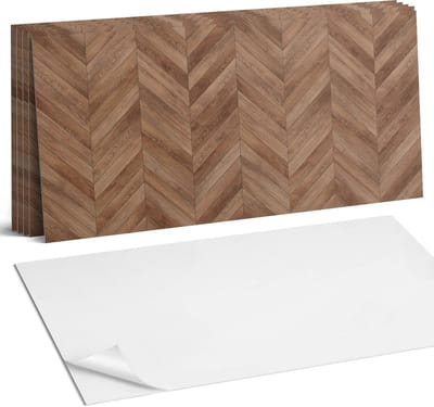Coloray Plaktegels - Visgraatpatroon Wandtegel Zelfklevend - 60 cm x 30 cm - Bruin Plaktegels - 6 stuks - Rechthoek PVC Tegels - Plaktegels Keuken - Zelfklevende Vloertegels Badkamer - Vinyltegels Vloer Zelfklevend - Zelfklevende Wandtegels