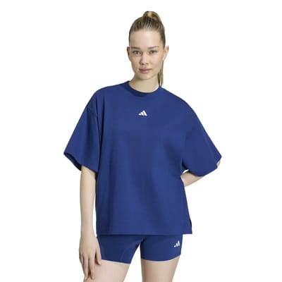 Adidas 3-stripes Studio T-shirt T-shirts Dames - Blauw - Maat S (34-36) - Katoen Jersey