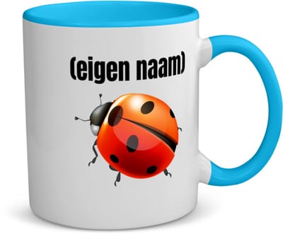 Akyol - lieveheersbeestje met eigen naam koffiemok - theemok - blauw - Lieveheersbeestje - lieveheersbeestje liefhebbers - iemand die houdt van lieveheersbeestjes - verjaardag - cadeau - kado - 350 ML inhoud