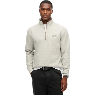 Superdry - Essential sweatshirt met logo en halve rits - Heren - Truien