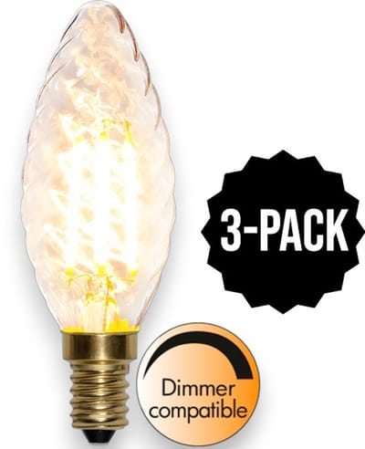 3-Pack | Kaarslamp - E14 - 4W - Super Warm Wit <2200K - Dimbaar - Filament - Helder