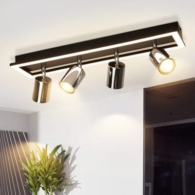 NETTLIFE Opbouwspot LED - 18W - zwart - 4-lichts - GU10 Fitting - 3000K Warm Wit Licht - Moderne Plafondlamp - draaibar Plafondspot - Max.25W - Metaal - voor Hal | Woonkamer | Keuken - Zonder Lichtborn