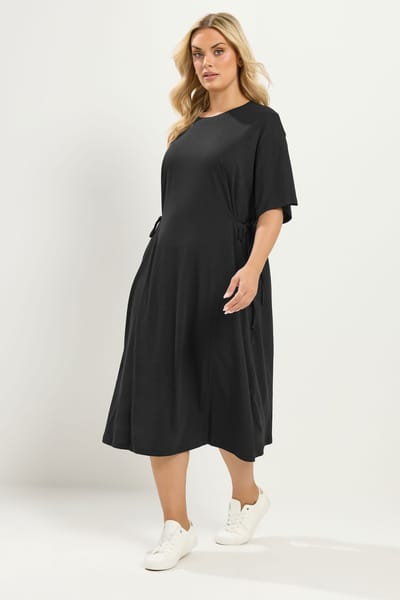 Yours Zwarte Midijurk Met Strik Aan De Voorkant Size 42