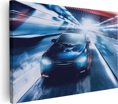 Artaza Canvas Schilderij Sportwagen - 30x20 cm - Klein - Muurdecoratie Auto - Wanddecoratie Mancave - Kamer Accessoires