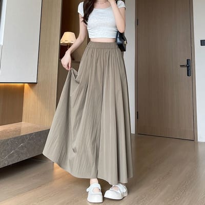 Nieuwe Zomer Dunne Hoge Taille Heuphangende Rok Losse Wijde Pijpen Broekrok XXL gray