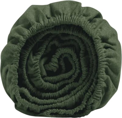 Yumeko hoeslaken flanel mosgroen 90x200x30 - Biologisch & ecologisch
