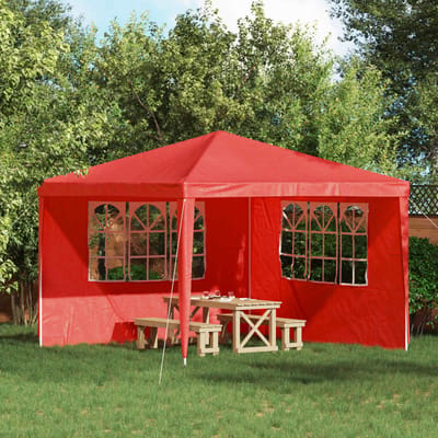 vidaXL - Party - Tent - Zijwand - 2 - st - 300 - x - 195 - cm - Rood - PE - en - staal