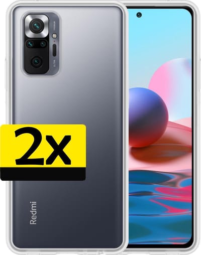 Hoesje - 2 Stuks - Geschikt voor Xiaomi Redmi Note 10 Pro - Sterk & Shockproof - Case Siliconen - Back Cover - Telefoon Hoes - Telefoonhoesjes - Transparant