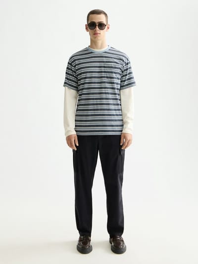 Scotch And Soda T-shirt Streep Blauw - Maat S - Heren - Print T-shirts