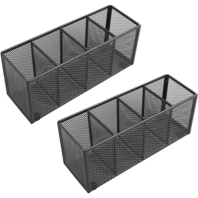 Gaas Pennenhouder 4 Vakken Multifunctionele Metalen Potlood Organizer voor Aanrecht Bureau School Kantoor gray