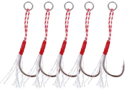Dailygoods- Vishaken 5 Stuks - Zware Metalen Haken - Grote Zeevisserij Haken - Tonijn Haken - 10 Maten - Veilig voor Vislijn - Haak