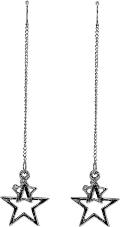 Behave - Oorbellen hanger zilverkleur ster - Minimalistische feeststijl 10 cm