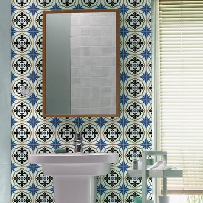 Zelfklevende tegelmuurstickers voor keuken en badkamer - 9 AZULEJOS LUCIANO cementtegelstickers - 9 stickers 20x20cm