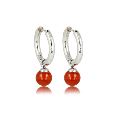 My Bendel - Zilverkleurige Oorbel Aventurine Edelstenen Balletje - Red Aventurine Zilverkleurige Oorringen: Natuurlijke Elegantie - met Luxe Cadeauverpakking | Sieraden Voor Dames