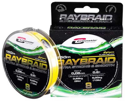 Cinnetic Raybraid Light Game Flash Gevlochten Vislijn 150 M Geel 0.080 mm
