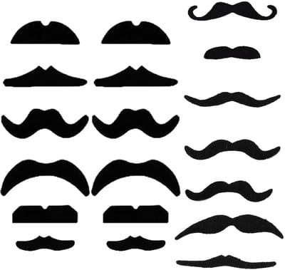 Dailygoody - Snor om op te plakken - Nepbaard voor kinderen - Feestelijke uitstraling - 19 stuks - Perfect voor carnaval en Halloween - Verkleedaccess...