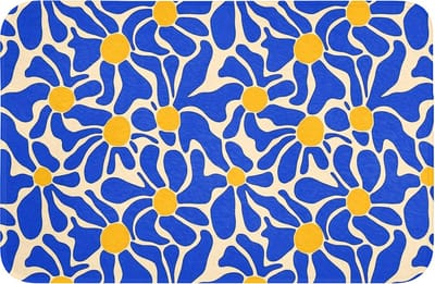 WC mat 60x40 cm - Antislip - Abstract - Bloem - Blauw - Toiletmat - Vloermat - Douchemat - Toilet tapijt - Toiletmatten