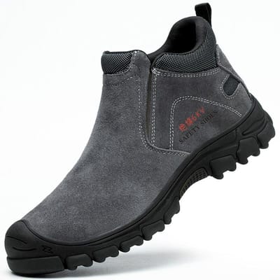Onverwoestbare Veiligheidsschoenen Heren Antislip Rubberen Zool Werklaarzen Stalen Neus Laarzen Anti-verplettering Anti-Hitte Lasser Beschermschoenen 42 grijze kleur