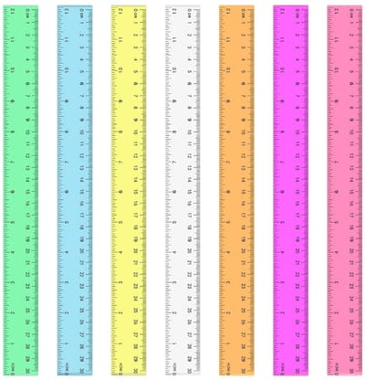 Set van 7 transparante linialen van 30 cm in verschillende kleuren - Kunststof liniaal voor school, kantoor en thuis