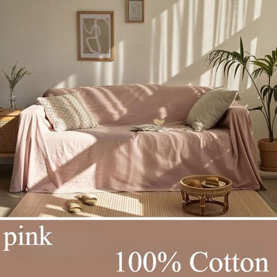 100% Katoen Sofa Hoes Nordic Bankhoes Vier Seizoenen Universele Meubelbeschermer Sofa Hoes voor Slaapkamer Huisdecoratie 1 stuk 130x180cm roze