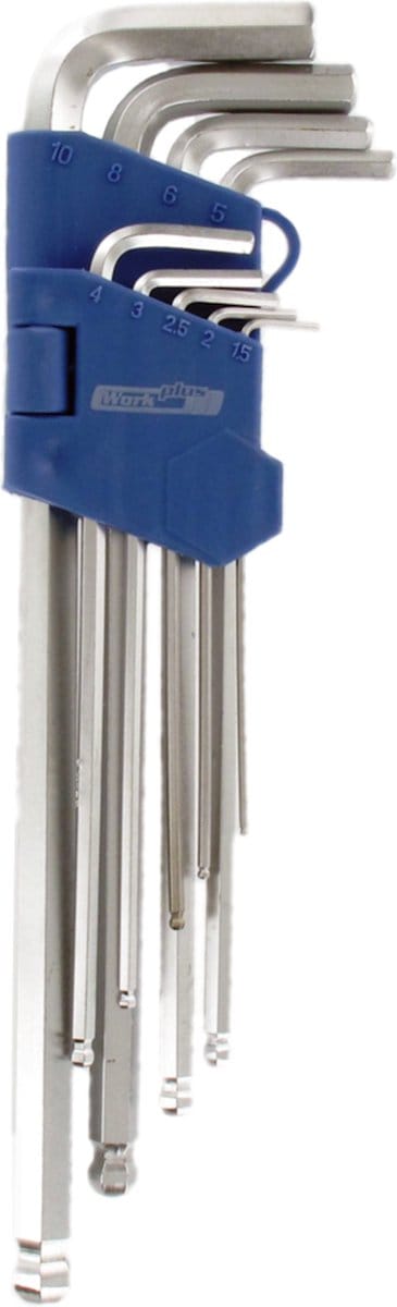Work Plus Inbussleutelset met kogelkop 1.5, 2, 2.5. 3, 4, 5, 6, 8 en 10 mm