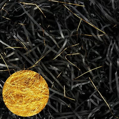 Rafia gescheurd papier 250g, decoratief vulmateriaal voor pakketten, dozen en geschenken, ijzer gescheurd en filigraan goud