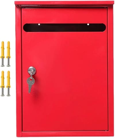 Wandbrievenbus - Brievenbus Pakketbrievenbus - Post Veilig Ontvangen - Grote Capaciteit - 36 x 26 x 10 cm - Rood