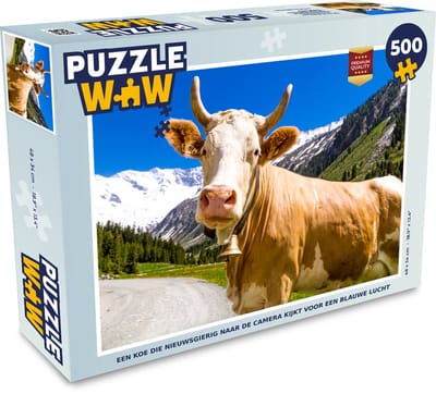 Puzzel Koe - Sneeuw - Alpen - Legpuzzel - Puzzel 500 stukjes