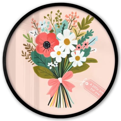 Poster in lijst Rond - Fotolijst 40x40 cm - Posters - Boeket - Strikje - Kaartje - Quote - Ronde posterlijst zwart - Decoratie - Wanddecoratie woonkamer - Muurdecoratie slaapkamer