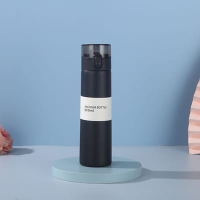 Mini Tasse Thermos 150ml Durable Ouverture à un bouton Mug Thermique Acier Inoxydable de Haute Qualité Tasse à Eau avec Paille 150ml noir