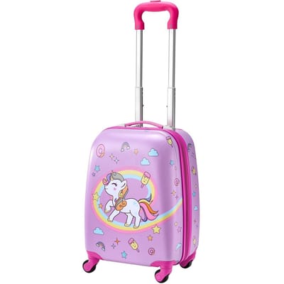 Ensemble de bagages pour enfants, 2 pièces, Valise rigide à roulettes de 45,7 cm avec Sac à dos rigide, Ensemble de bagages cabine pour enfants Licorne, Cadeau de vacances d'anniversaire