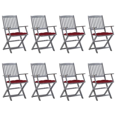 vidaXL - Inklapbare - stoelen - 8 - st - met - kussens - massief - acaciahout