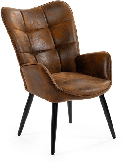MEUBLES COSY Fauteuil - Retro-vintage Medium rug Stof Comfortabele zit Metalen poten - Bruin