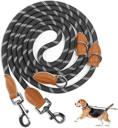 Hondenriem - Hondenlijn -Hondenriem van 3 meter - gemaakt van stevig nylon - met hoge reflectie - en terugroepeigenschappen - geschikt voor middelgrote tot grote honden - trainingsriem - dubbele grip